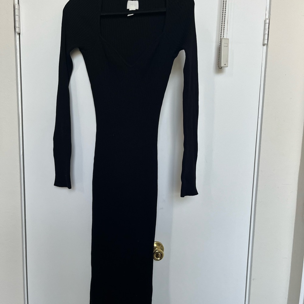 H&M Black Ribbed Midi Dress
